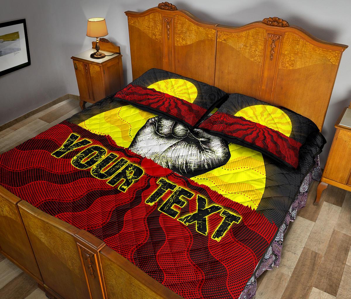 custom-aboriginal-quilt-bed-set-black-lives-matter-sun-dot-painting