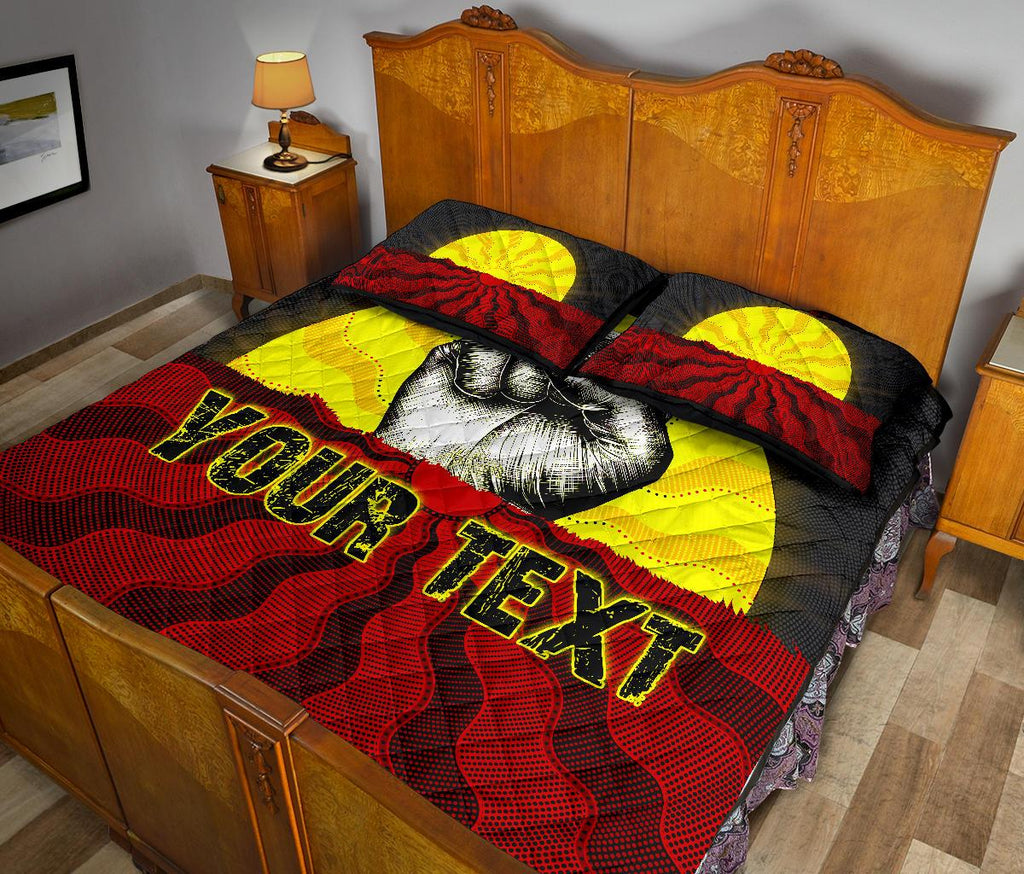 custom-aboriginal-quilt-bed-set-black-lives-matter-sun-dot-painting