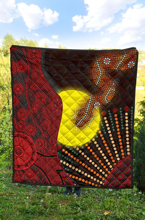 aboriginal-premium-quilt-indigenous-snake-sun-dot-painting