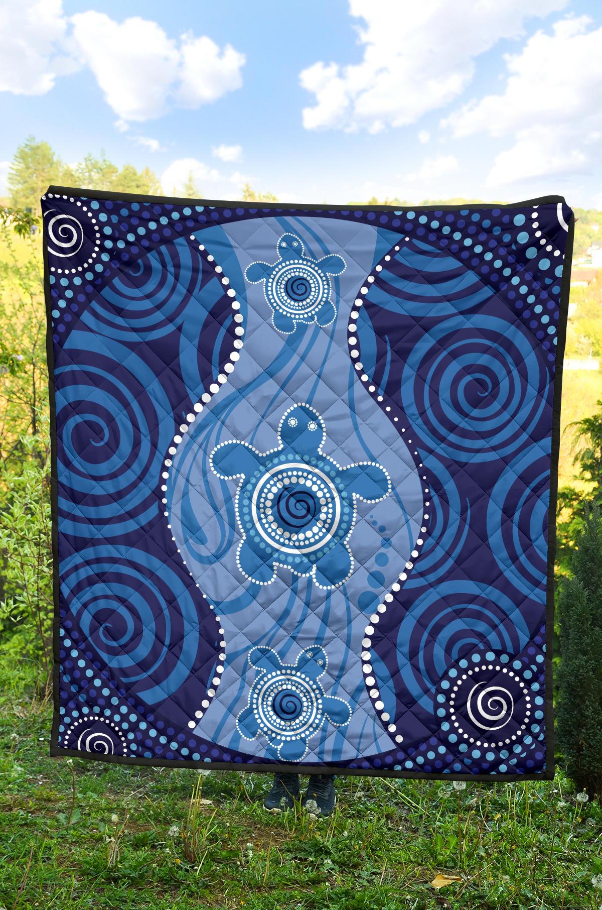 aboriginal-premium-quilt-australian-blue-turtle-aboriginal-art