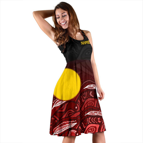 [Custom Text] Aboriginal Midi Dress - Red Landscape - Vibe Hoodie