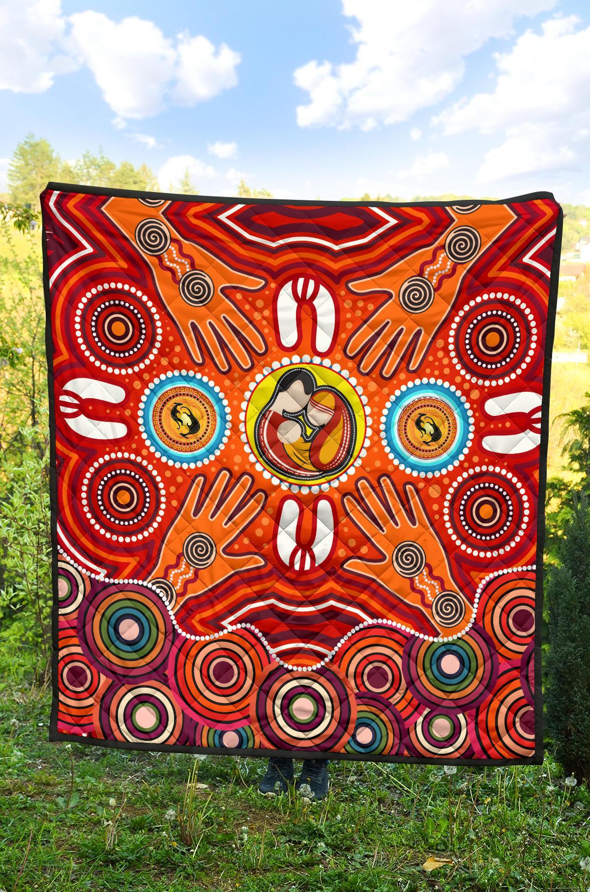 quilts-aboriginal-family-with-dot-painting-art