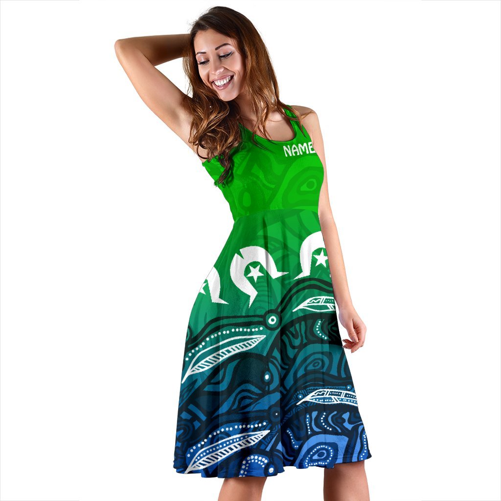 [Custom] Torres Strait Islands Midi Dress - Blue - Vibe Hoodie
