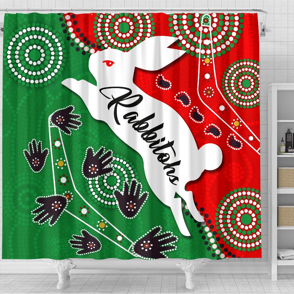 rabbitohs-forever-shower-curtain-indigenous
