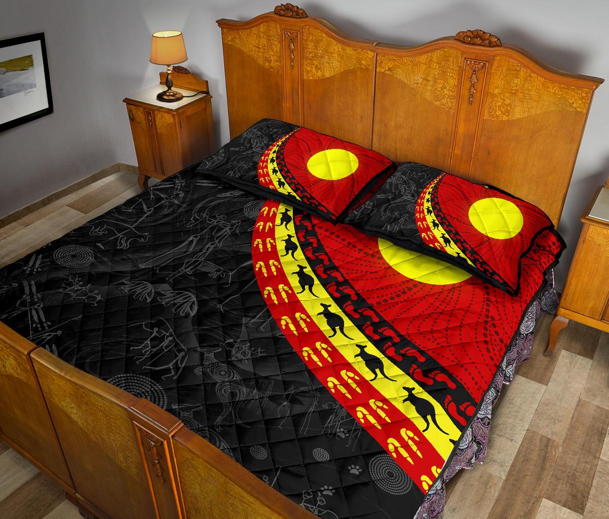 aboriginal-quilt-bed-set-indigenous-flag-circle-dot-painting
