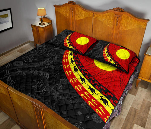 aboriginal-quilt-bed-set-indigenous-flag-circle-dot-painting