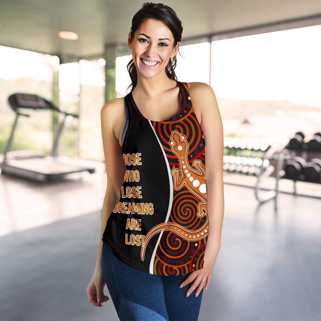 Aboriginal Personalised  Women's Racerback Tank - Indigenous Lizard Dreaming - Vibe Hoodie