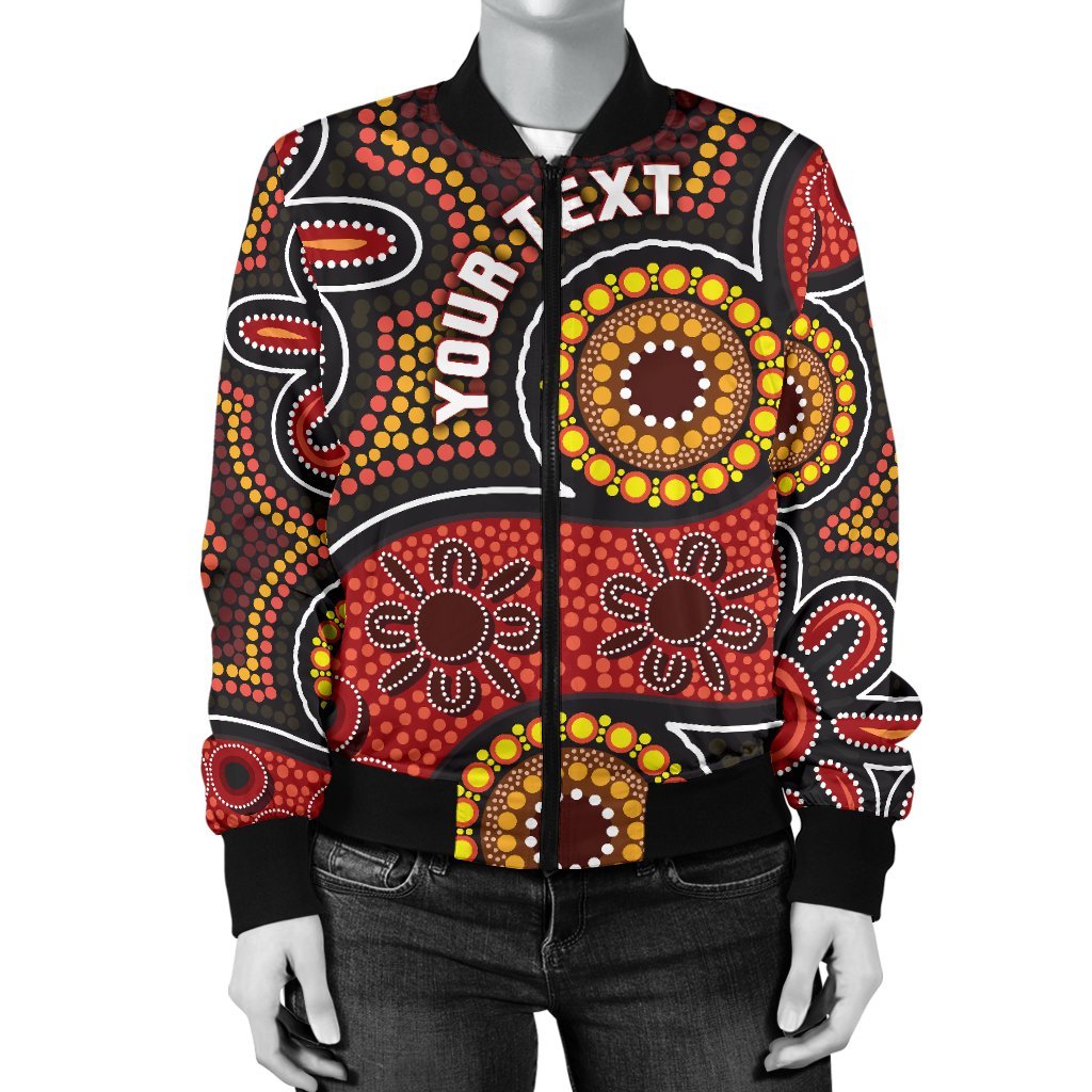 custom-aboriginal-womens-bomber-jacket-indigenous-circle-dot-painting-style-1