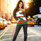 Rabbitohs Women's Off Shoulder Sweater - Vibe Hoodie