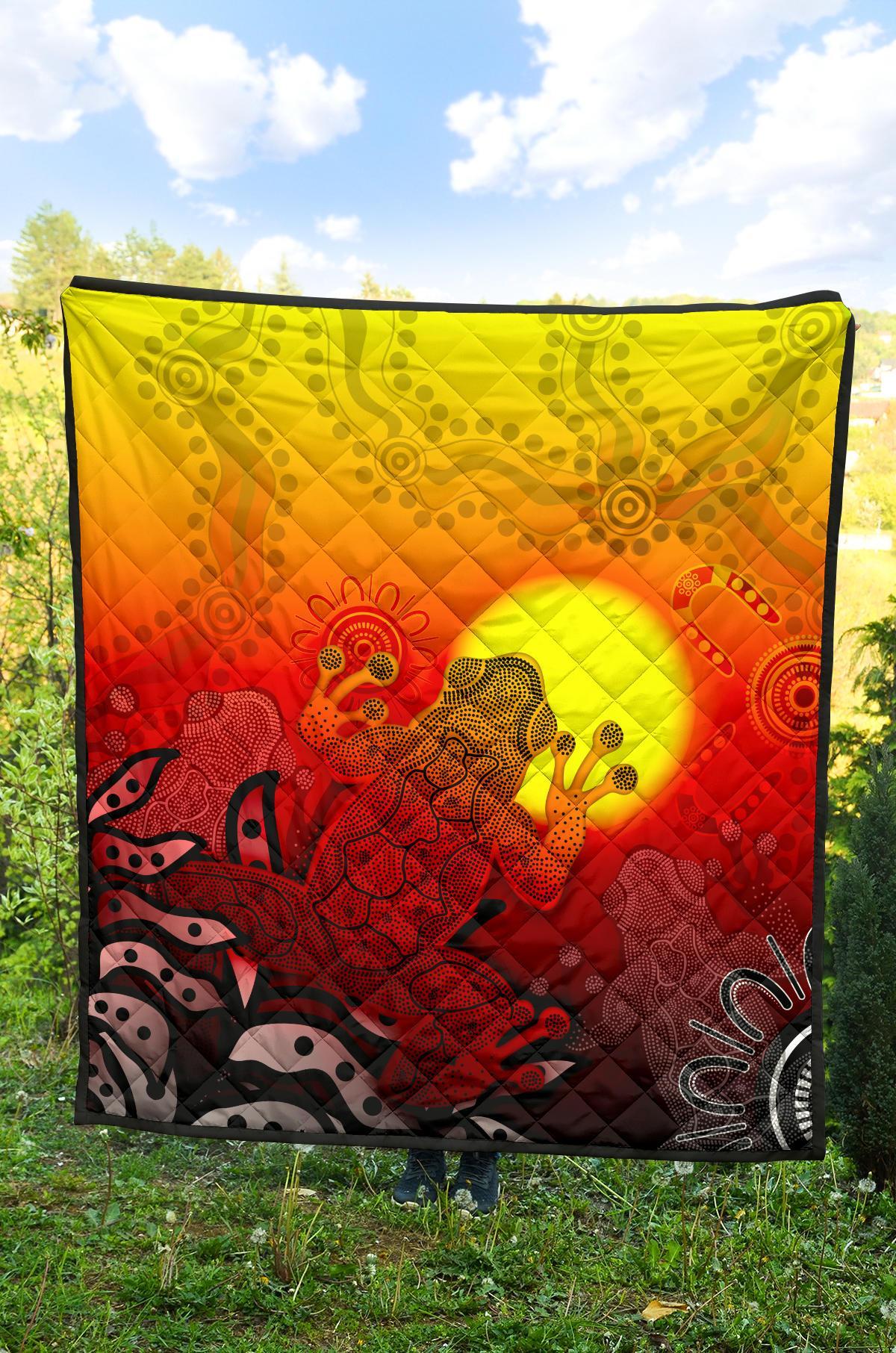 aboriginal-premium-quilt-indigenous-frog-red