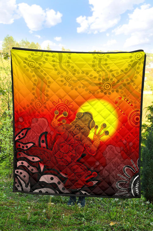 aboriginal-premium-quilt-indigenous-frog-red