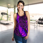 Aotearoa Maori Women Racerback Tank Silver Fern Koru Vibes Purple - Vibe Hoodie