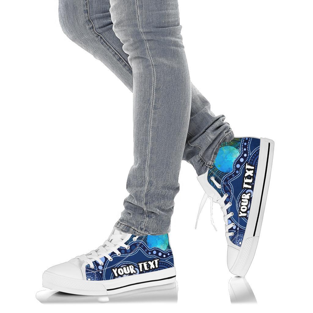 custom-textaboriginal-high-top-shoes-australia-indigenous-flag-circle-dot-painting-art-blue