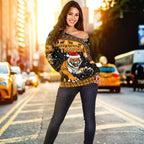 Wests Christmas Women's Off Shoulder Sweater Tigers Unique Vibes - Black - Vibe Hoodie