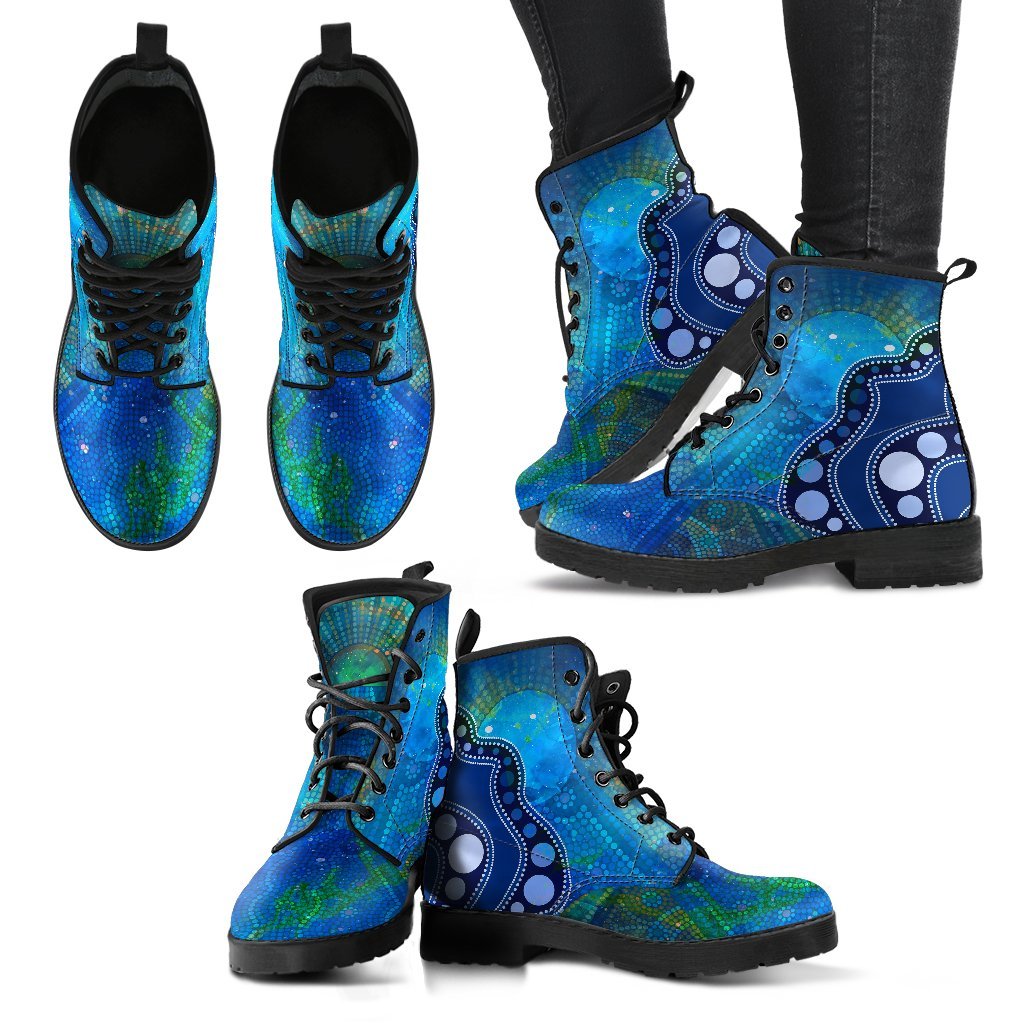 aboriginal-leather-boots-australia-indigenous-flag-circle-dot-painting-art-blue