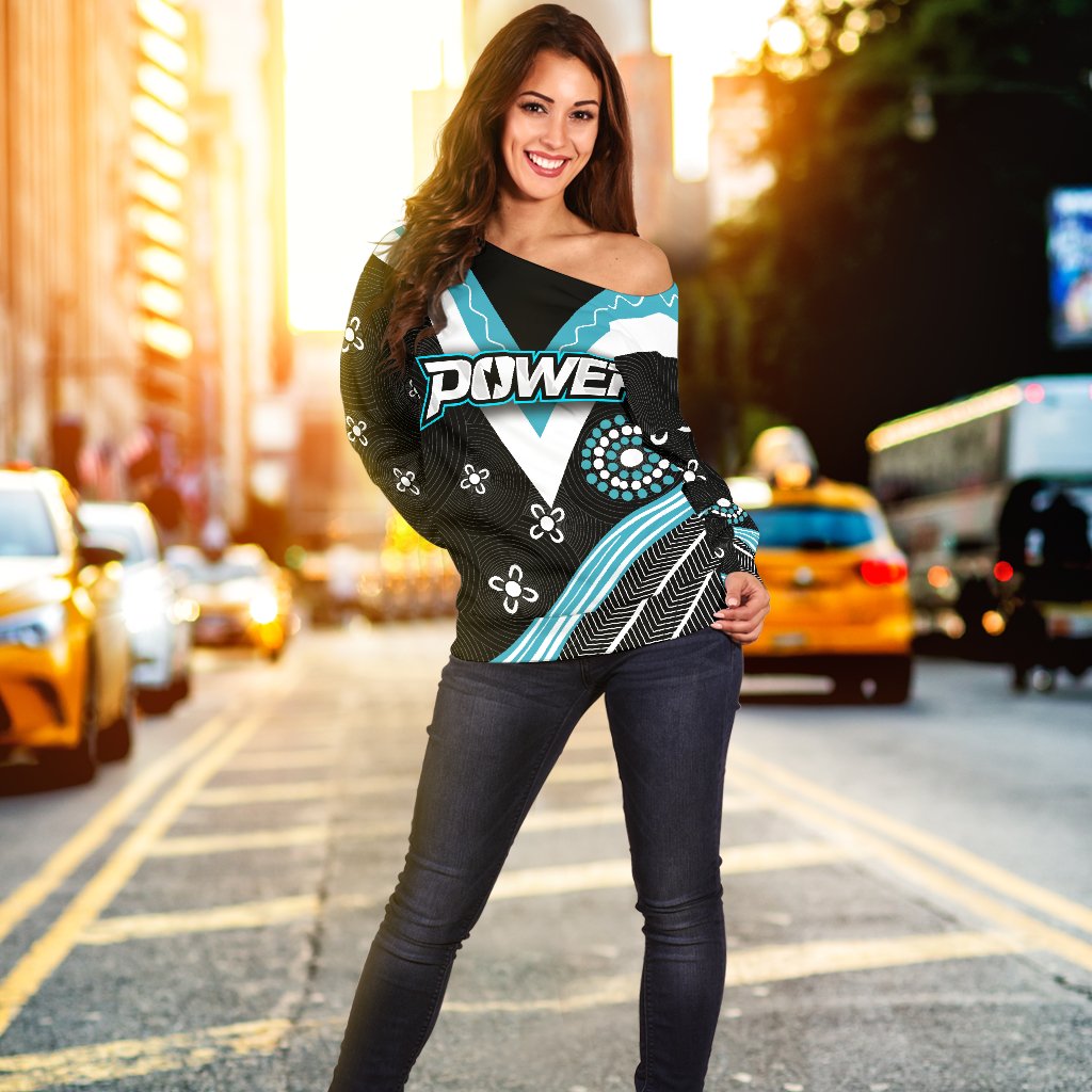 We Are Port Adelaide Women Off Shoulder Sweater Power - Vibe Hoodie