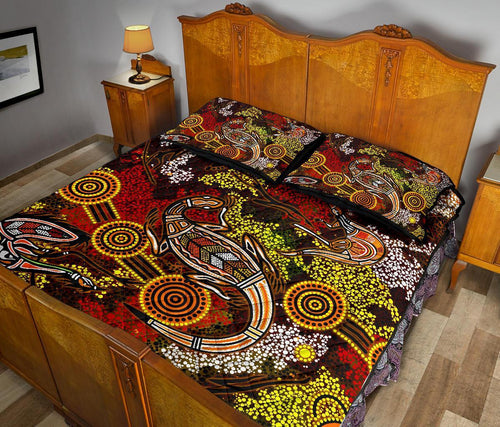 custom-aboriginal-quilt-bed-set-kangaroo-and-lizard-dot-painting-art