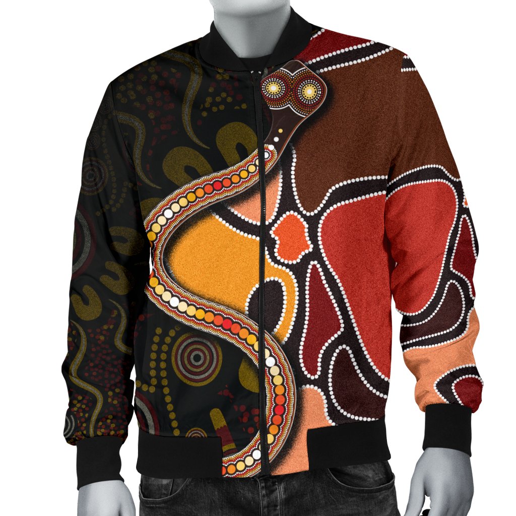 bomber-jacket-aboriginal-snake-with-dot-painting