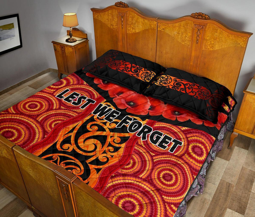 anzac-lest-we-forget-poppy-quilt-bed-set-new-zealand-maori-silver-fern-australia-aboriginal