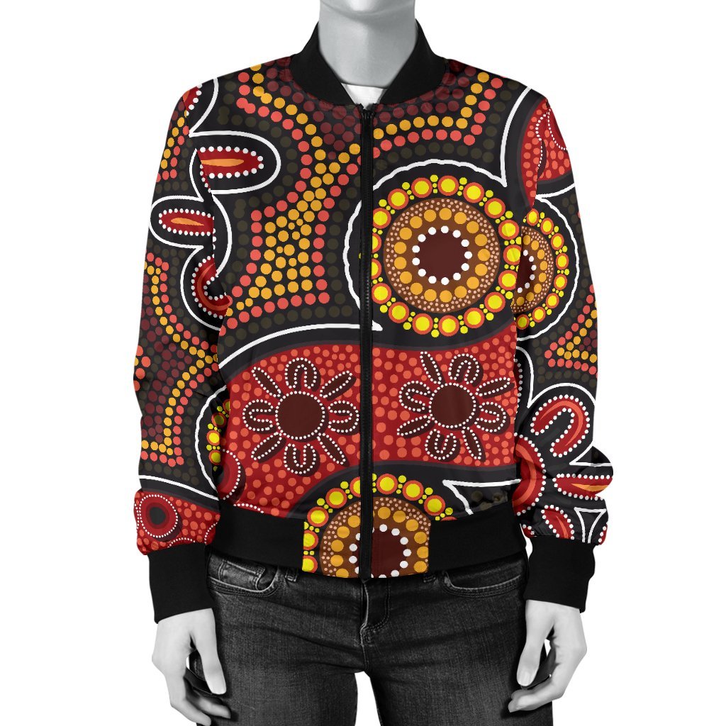 aboriginal-womens-bomber-jacket-indigenous-circle-dot-painting-style-1