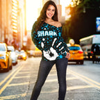 Sharks Indigenous Women's Off Shoulder Sweater Minimalism Version - Vibe Hoodie