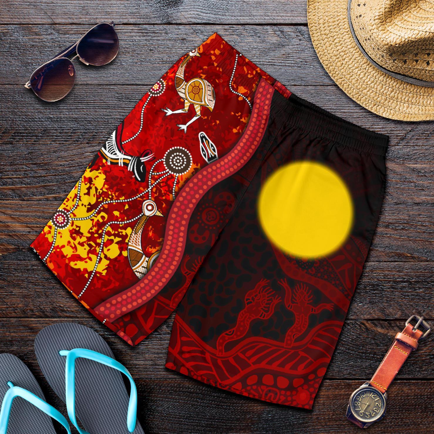 aboriginal-mens-shorts-red-indigenous-flag