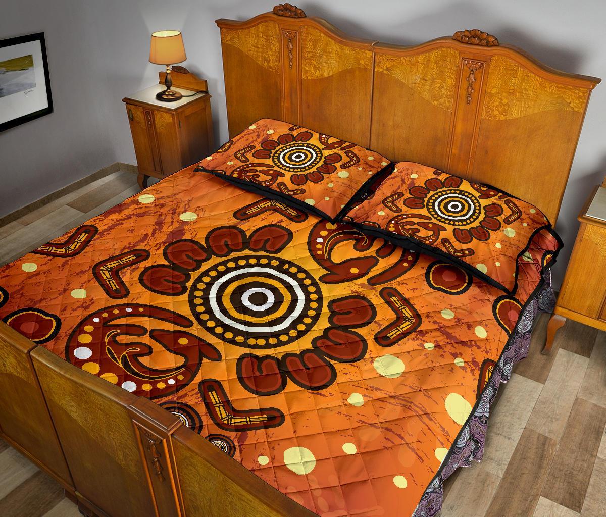 aboriginal-quilt-bed-set-baby-kangaroo-and-dot-painting-patterns