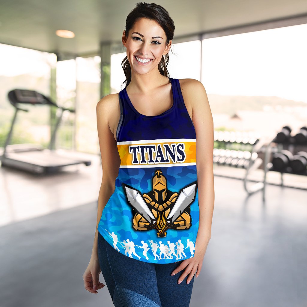 Gold Coast Women Racerback Tank Titans Gladiator Anzac Day 2021 Version - Camouflage - Vibe Hoodie