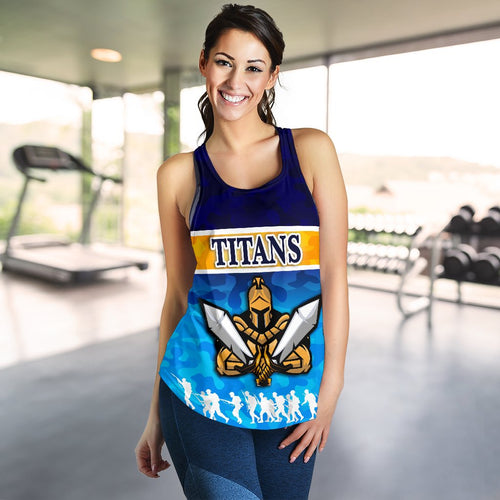 Gold Coast Women Racerback Tank Titans Gladiator Anzac Day 2021 Version - Camouflage - Vibe Hoodie
