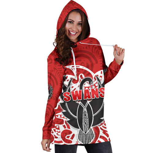 Sydney Women Hoodie Dress Simple Indigenous Swans - Vibe Hoodie
