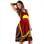 Midi Dress - Australia Aboriginal Dots With Didgeridoo - Vibe Hoodie