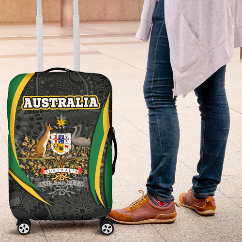aboriginal-luggage-cover-australian-coat-of-arms-aussie-spirit-green