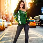 Off Shoulder Sweater - Australian Coat Of Arms (Green) Sweater - Women - Vibe Hoodie