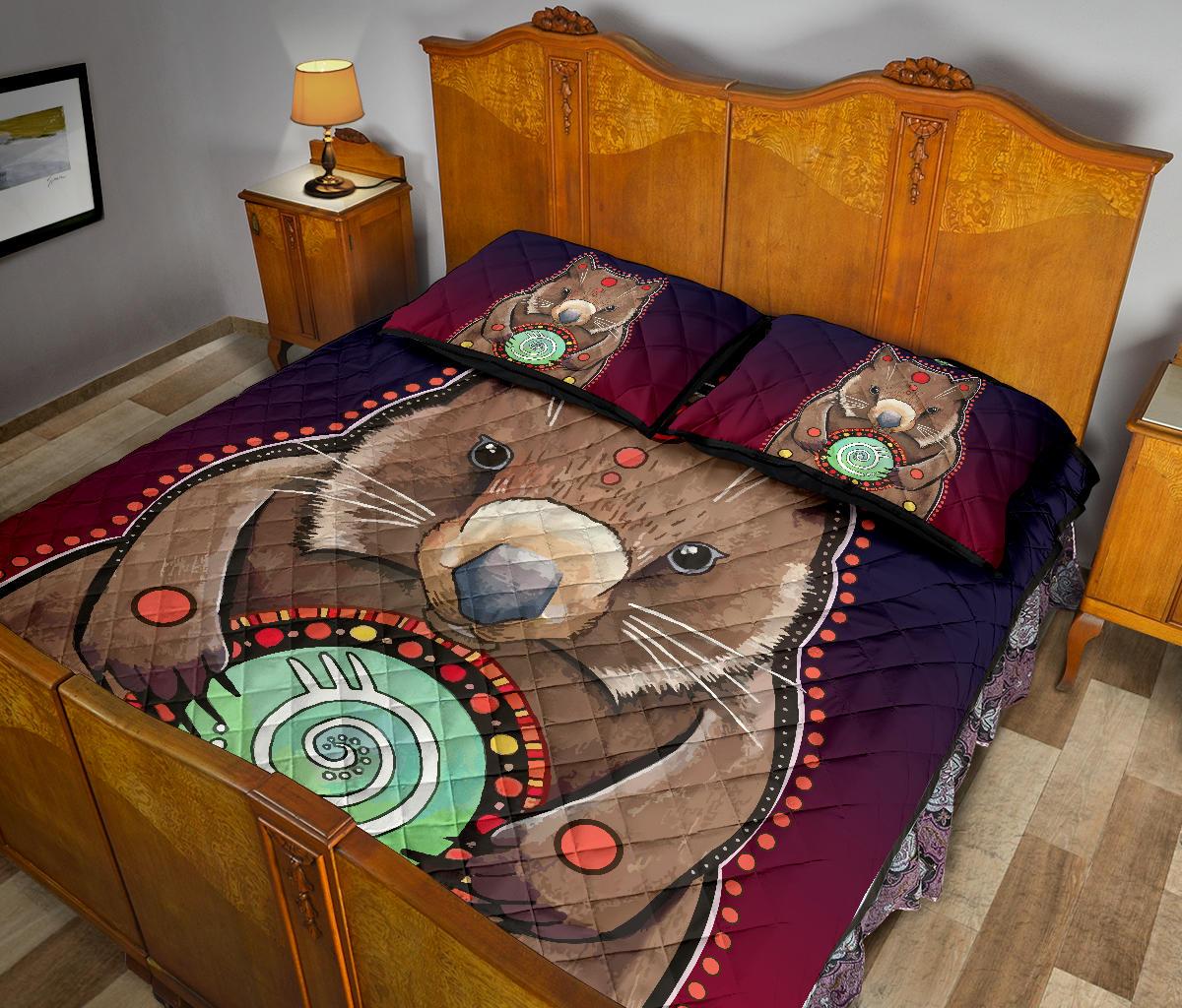 aboriginal-quilt-cover-set-wombat-painting-circle-patterns