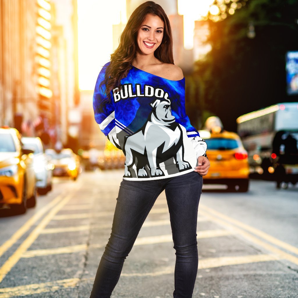 Bulldogs Women's Off Shoulder Sweater - Vibe Hoodie