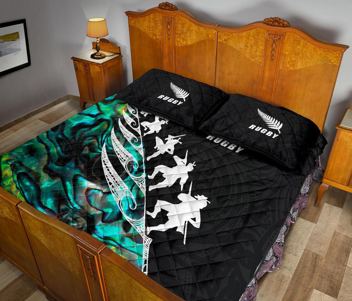 new-zealand-quilt-bed-set-rugby-haka-fern-paua-shell-quilt-and-pillow-cover