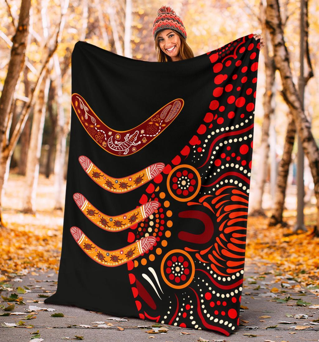 aboriginal-premium-blanket-aboriginal-boomerangs-with-dot-painting-pattern