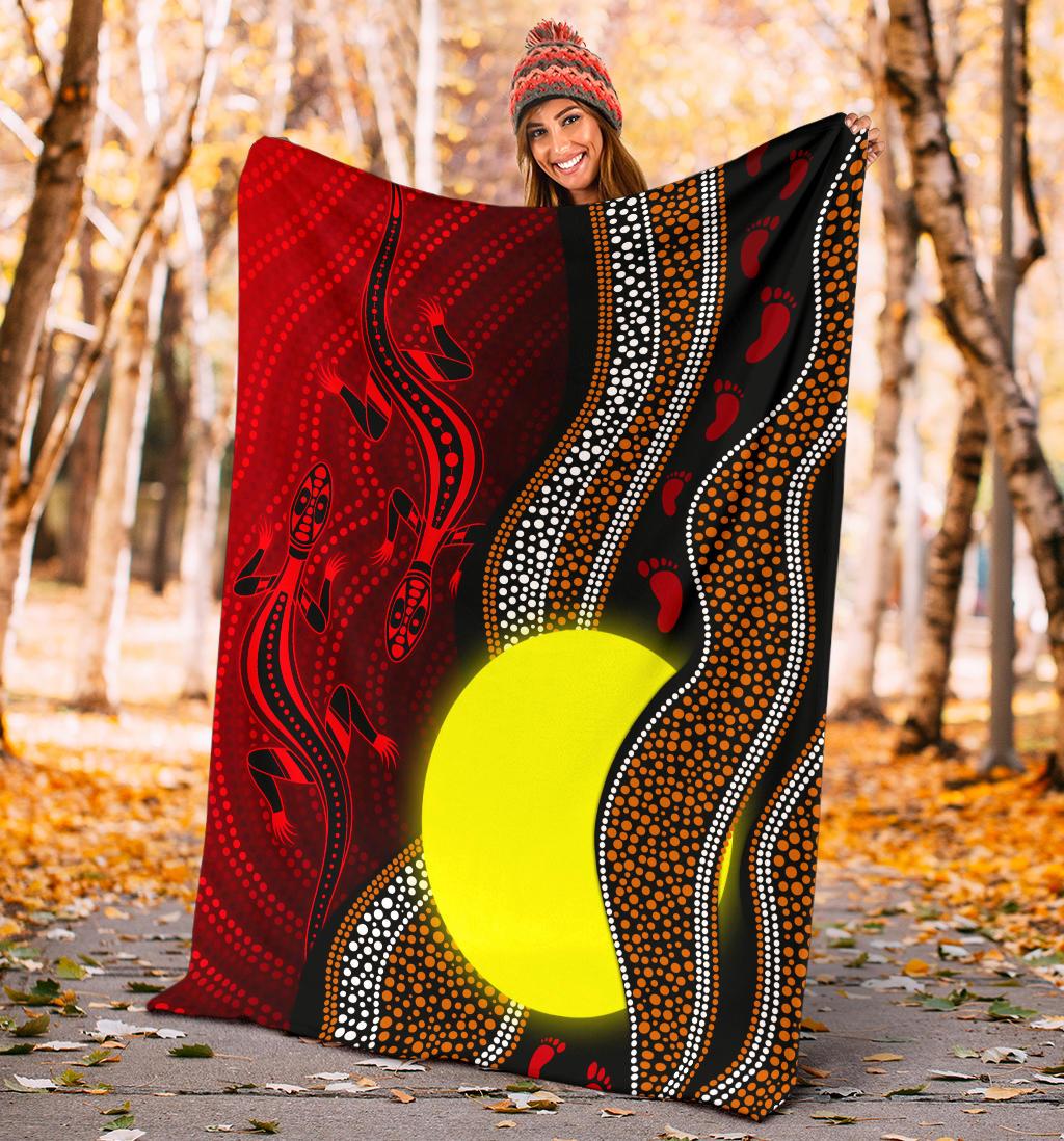 aboriginal-premium-blanket-aboriginal-flag-lizard-dot-painting-style