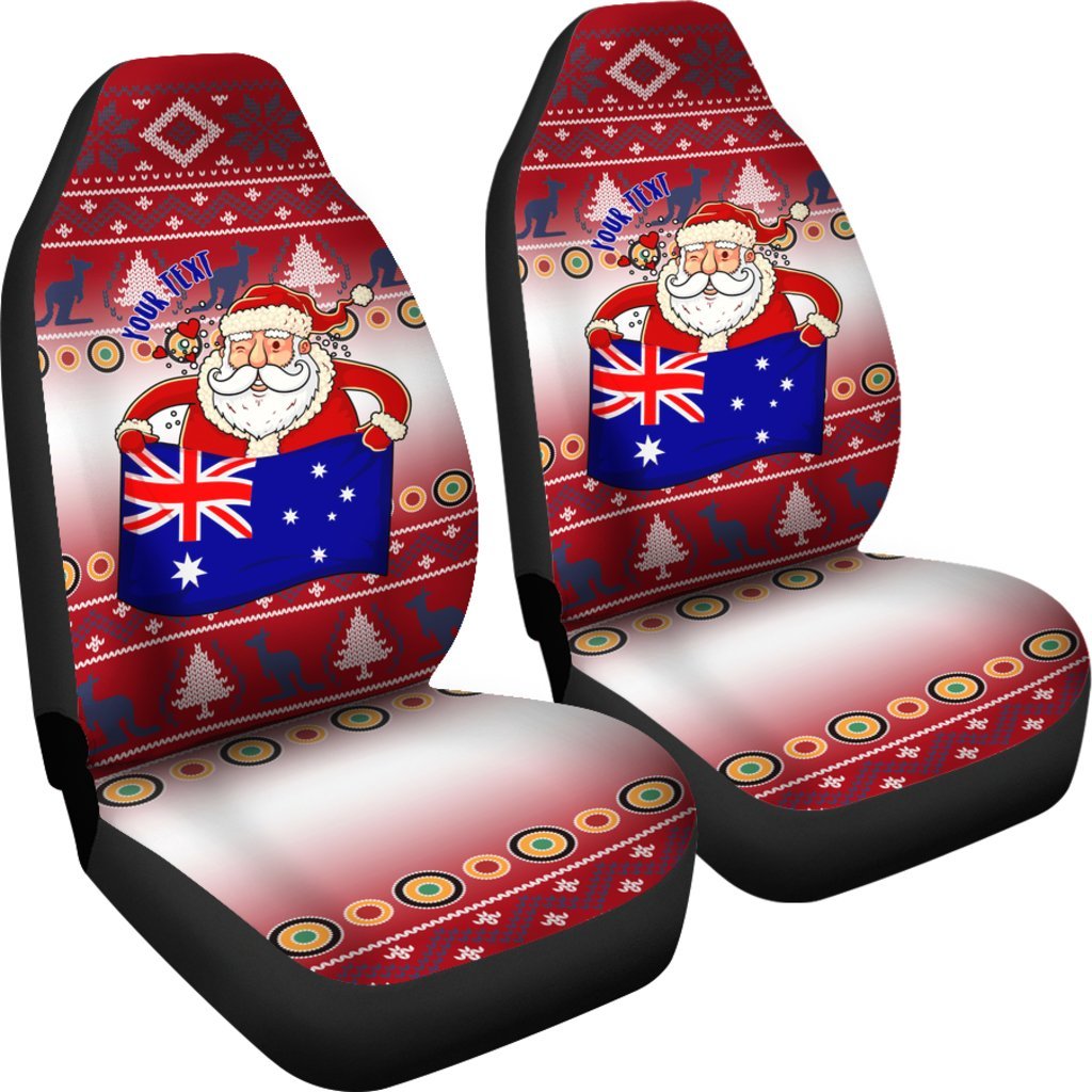 christmas-personalised-car-seat-covers-australia-santa-claus-hold-the-flag-red