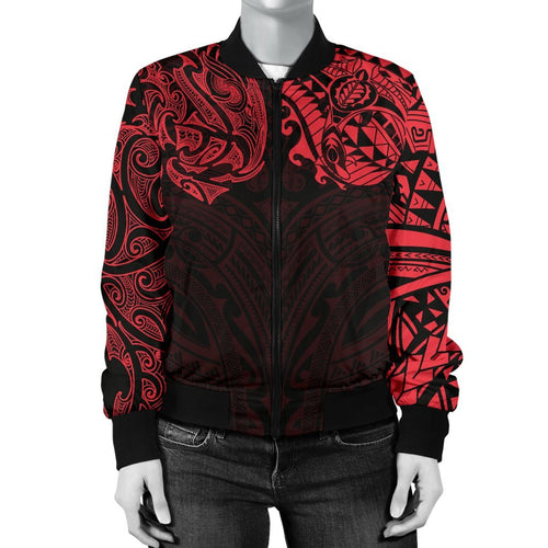 new-zealand-womens-bomber-jacket-maori-polynesian-tattoo-red