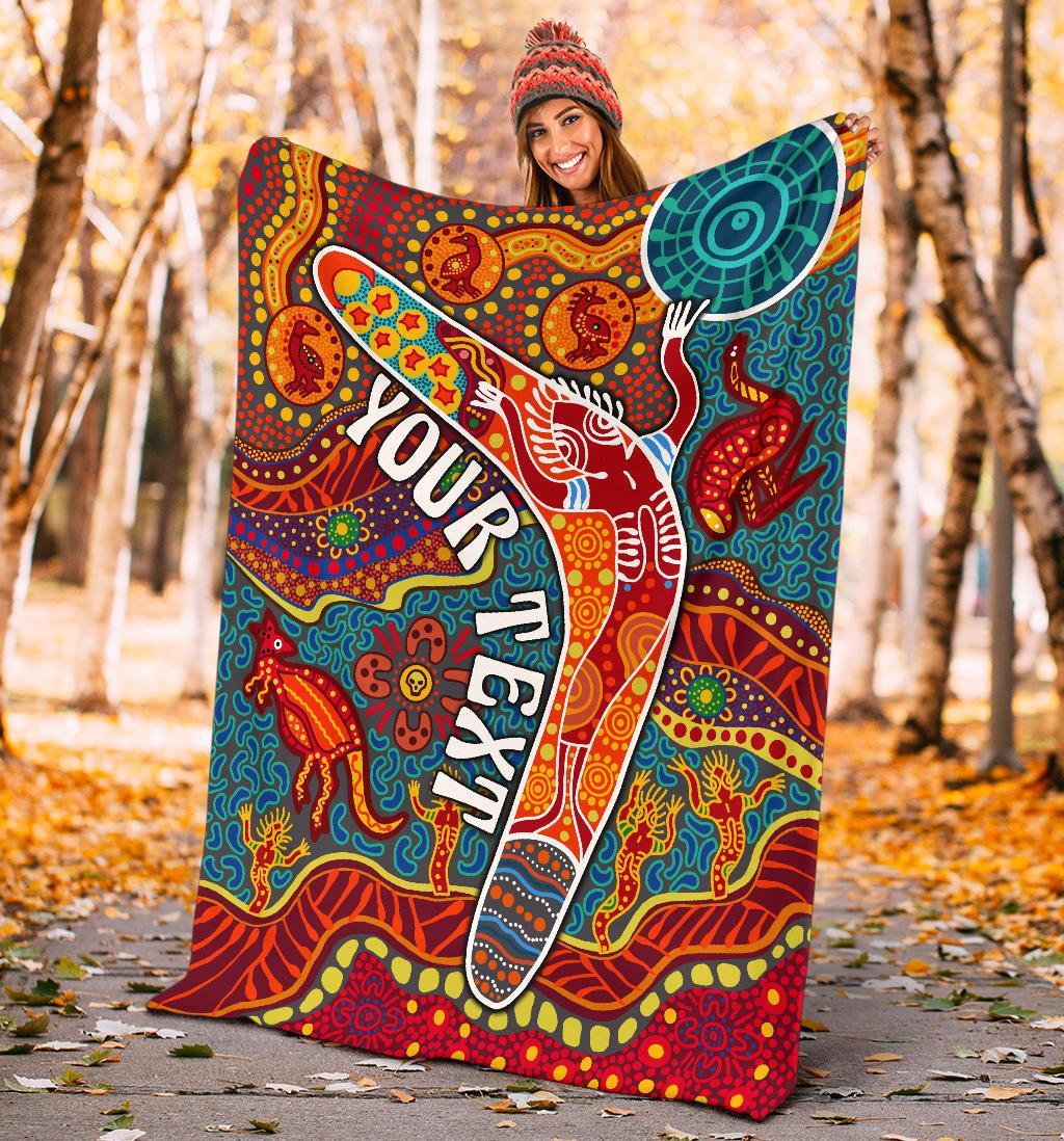 aboriginal-personalised-premium-blanket-indigenous-boomerang