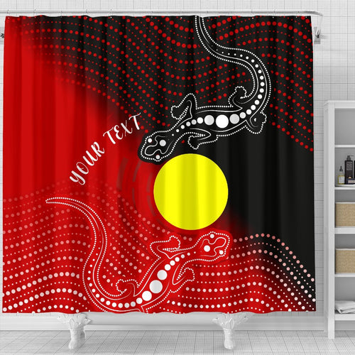 customaboriginal-shower-curtain-two-indigenous-lizard