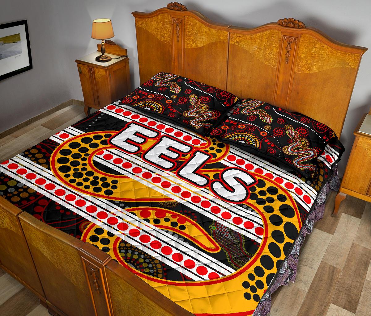 parramatta-eels-quilt-bed-set-tribal-style-black