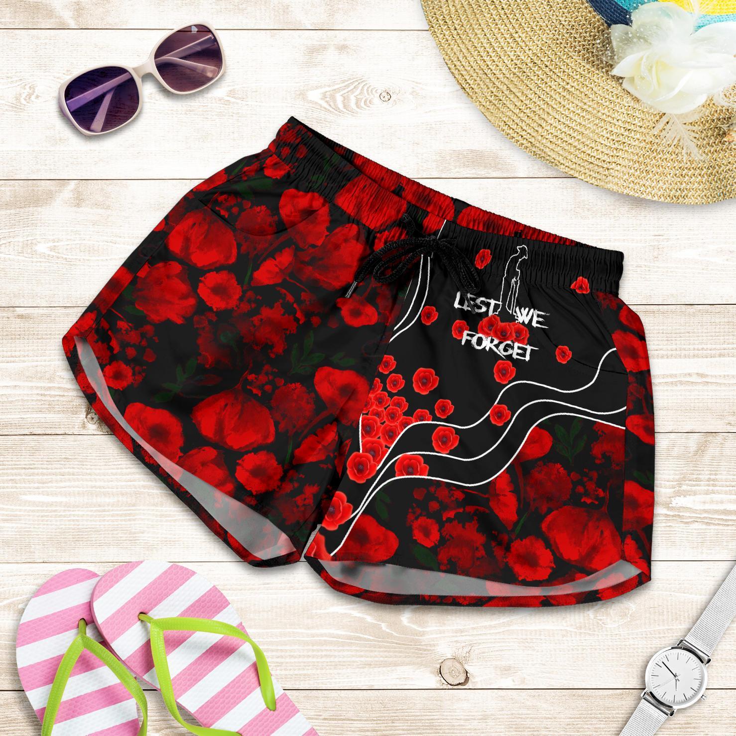 Anzac Lest We Forget Women's Shorts - Poppy Flowers - Vibe Hoodie