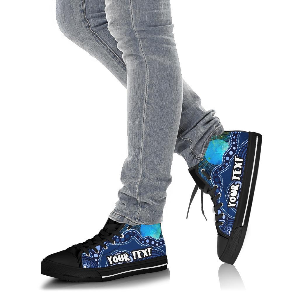 custom-textaboriginal-high-top-shoes-australia-indigenous-flag-circle-dot-painting-art-blue