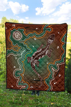 aboriginal-premium-quilt-australia-lizard-brown-dot-painting-art