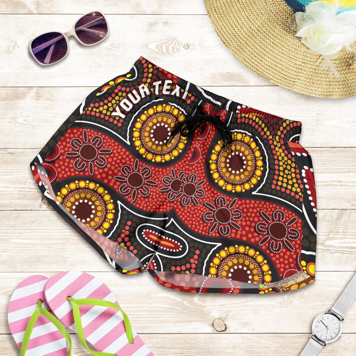 [Custom] Aboriginal Women's Shorts - Indigenous Circle Dot Painting Style- - Vibe Hoodie