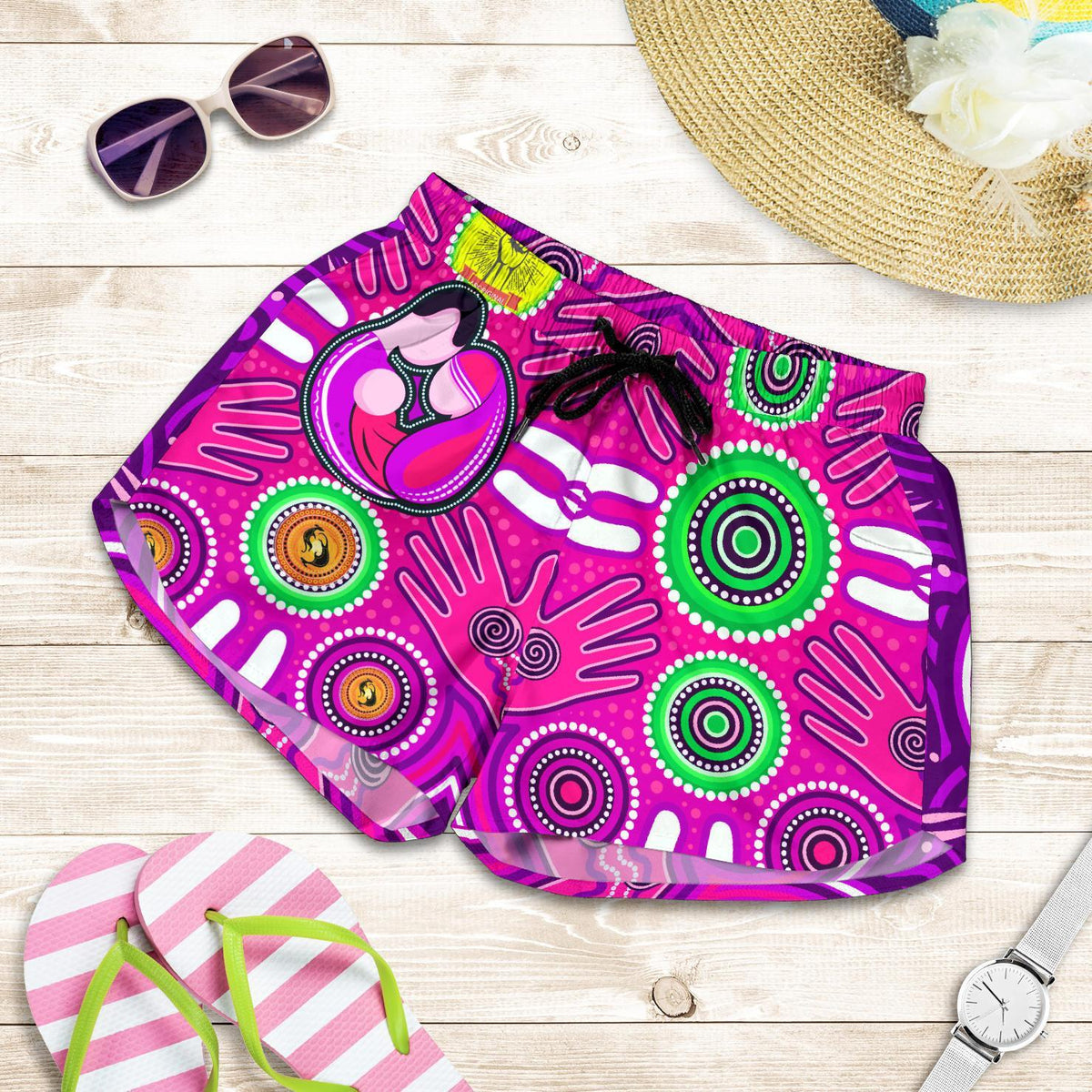 Shorts Women - Aboriginal Family With Dot Painting art - Vibe Hoodie