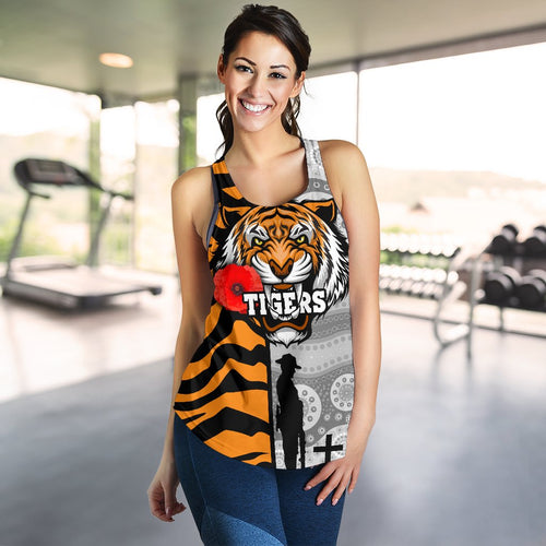 (Custom Personalised) Tigers Women's Racerback Tank Wests Anzac Day Tiger Skin Style - Vibe Hoodie