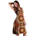 Midi Dress - Aboriginal Dot Painting Dress Ver10 - Vibe Hoodie